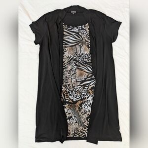 Women's Animal Print Dress with Attached Cardigan